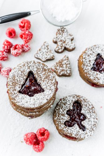 Raspberry Chocolate Linzer Cookies