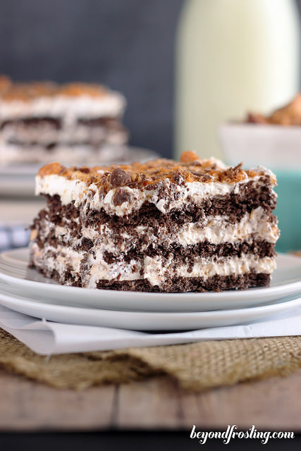 Butterfinger Icebox Cake is a no-bake dessert that comes together pretty quick.