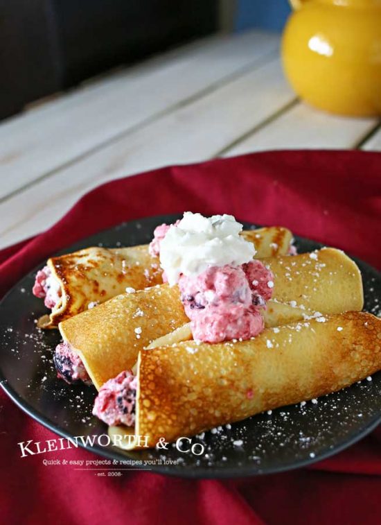 These easy Swedish Pancakes are a cross between a pancake & a crepe. Buttery & delicious, perfect when paired with whipped cream & berries. 