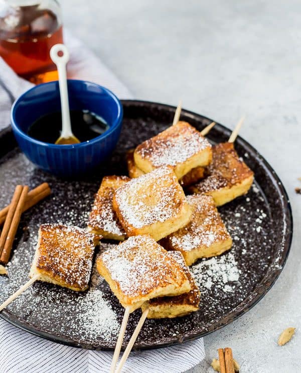 Full of warm spices, these Chai French Toast Skewers are a fun take on French toast that can even be made ahead! They’re a must-make for your next brunch!
