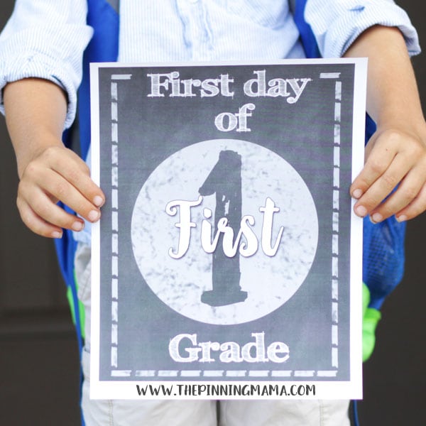 Use these fun signs in full color or chalkboard to snap a picture with your child on the First Day of School! 