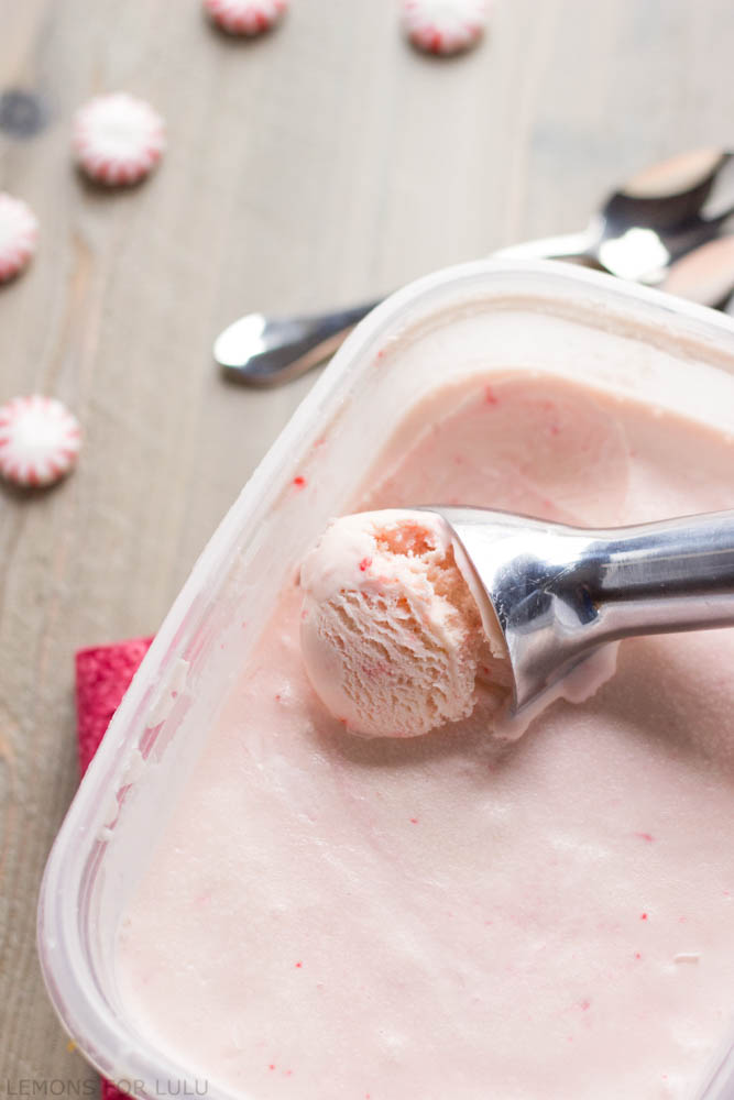 This peppermint ice cream is a creamy, minty, frosty treat!