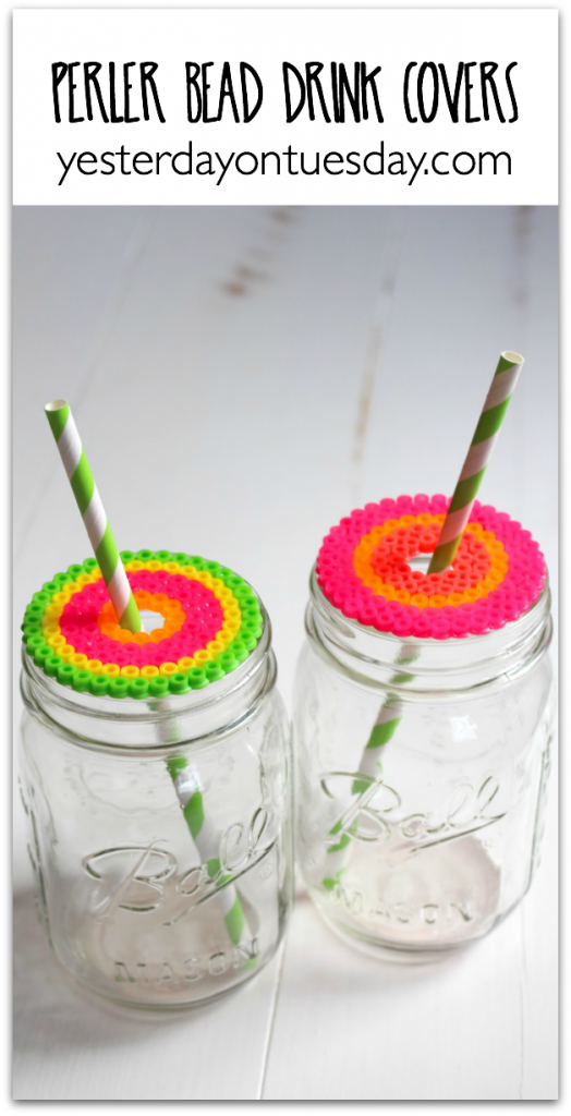 Make Perler Bead Drink Covers for your time out by the pool this summer.  Every kid can make their own design!